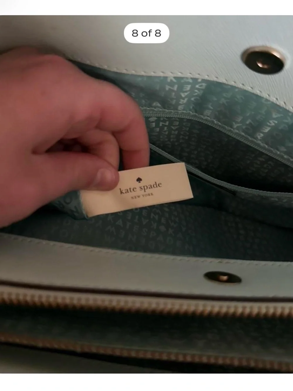 kate spade Mint Green Structured Tote with Gold Hardware
